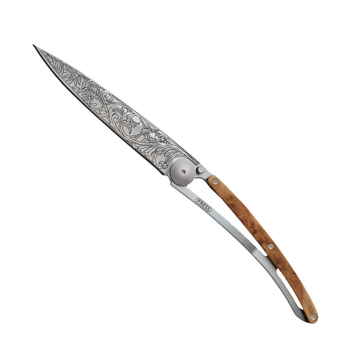 DEEJO Couteau Art nouveau Titane, genévrier