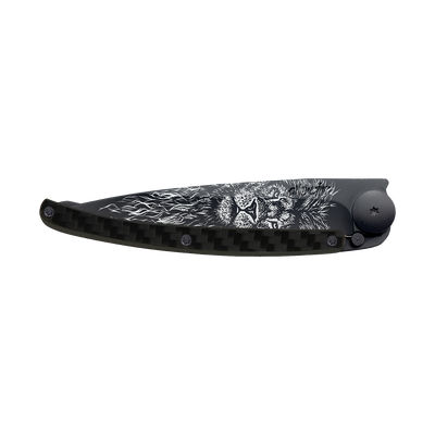 DEEJO Couteau Lion Black, fibre de carbone