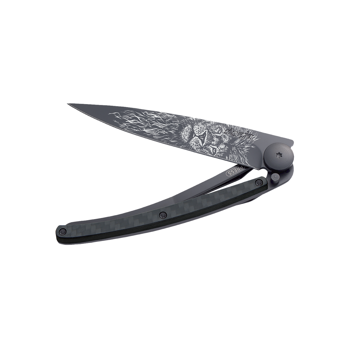 DEEJO Couteau Lion Black, fibre de carbone