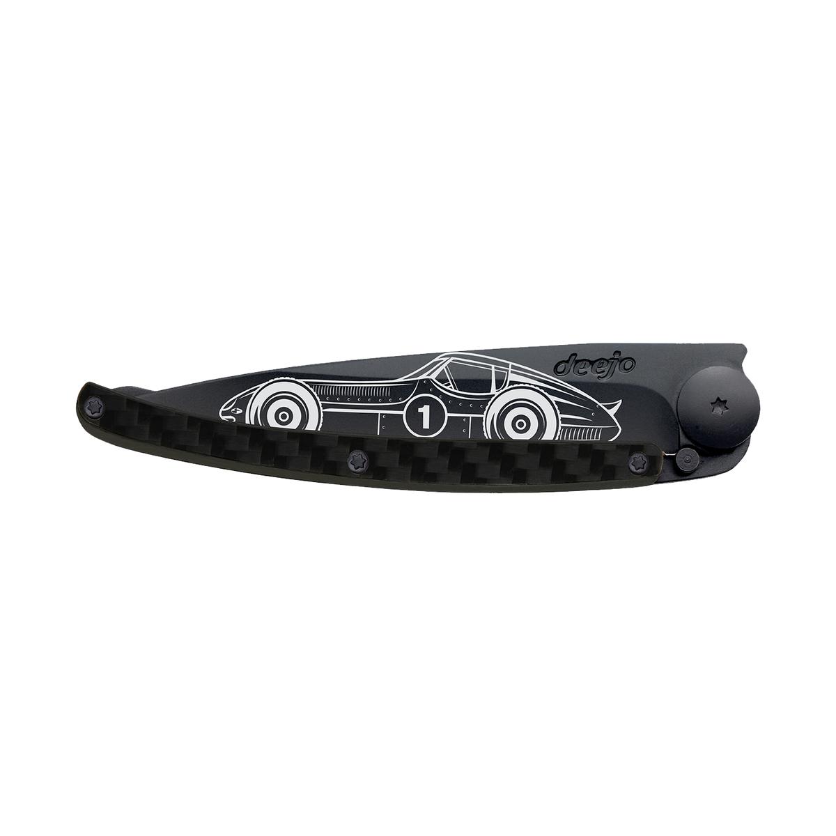 DEEJO Couteau Bolide Black, fibre de carbone
