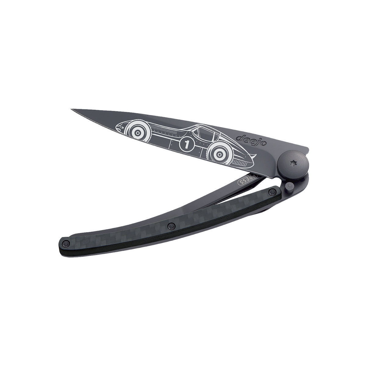 DEEJO Couteau Bolide Black, fibre de carbone