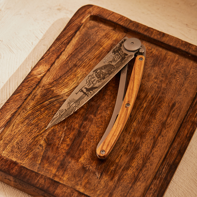 Deejo Couteau VAN LIFE coloris bois d'olivier