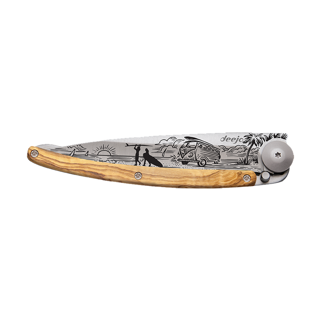 Deejo Couteau VAN LIFE coloris bois d'olivier