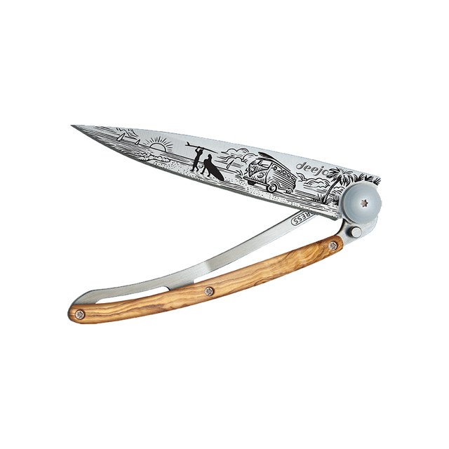 Deejo Couteau VAN LIFE coloris bois d'olivier