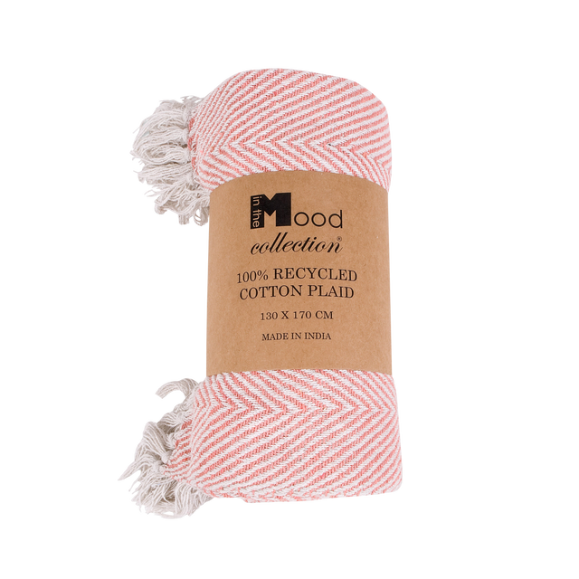 Plaid coton recyclé SAXA coloris pêche