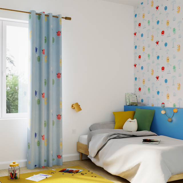 4MURS Rideau occultant CUTE MONSTER multicolore 140 x 250 cm
