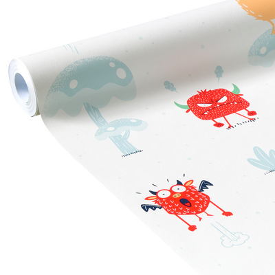 4MURS Papier peint intissé Cute monster Multicolore
