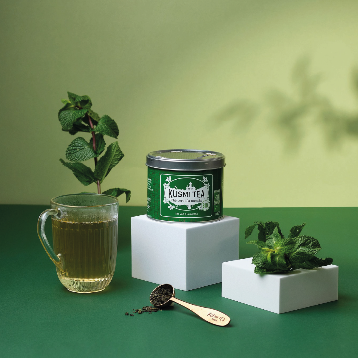 KUSMI TEA Thé vert en vrac Menthe bio 100G