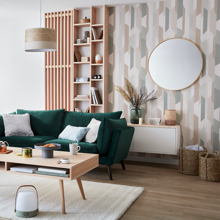 Papier peint intissé Kawana Vert de gris