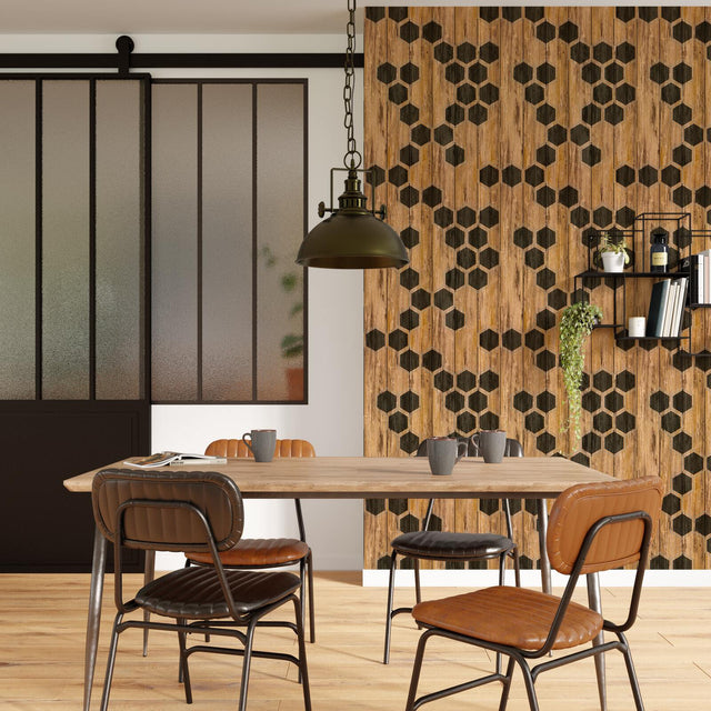 Papier peint intissé TAYLOR coloris bois brut