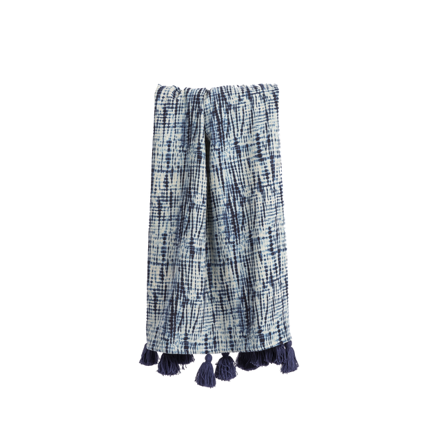 Plaid coton recyclé TIA coloris indigo