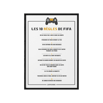 L'AFFICHERIE Affiche Les règles d'or de fifa Noir et blanc