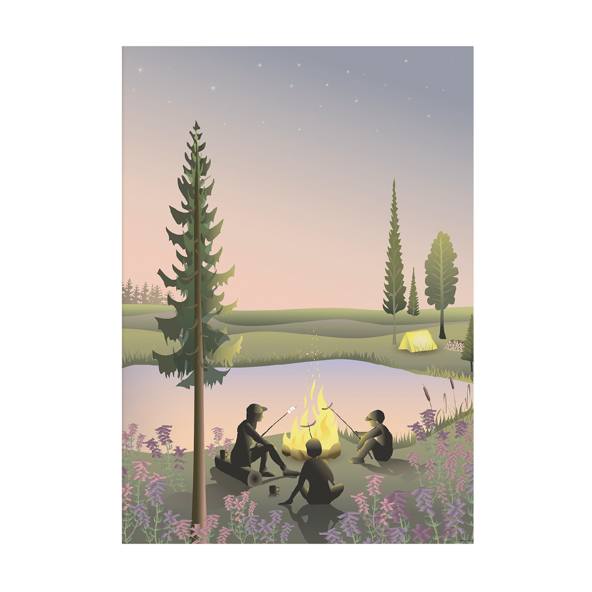 VISSEVASSE Affiche Campfire Vert et rose