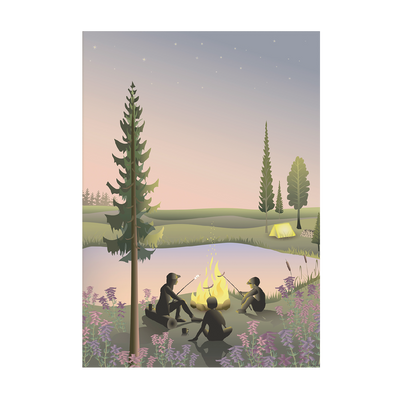 VISSEVASSE Affiche Campfire Vert et rose