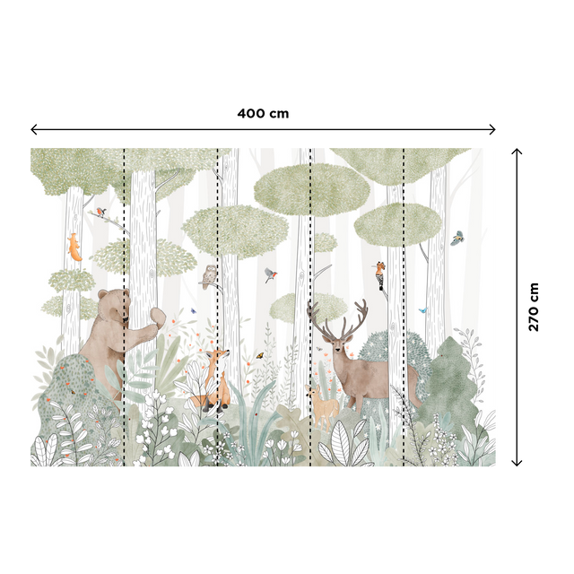 Papier peint panoramique XL CALM FOREST LIFE 400 x 270 cm
