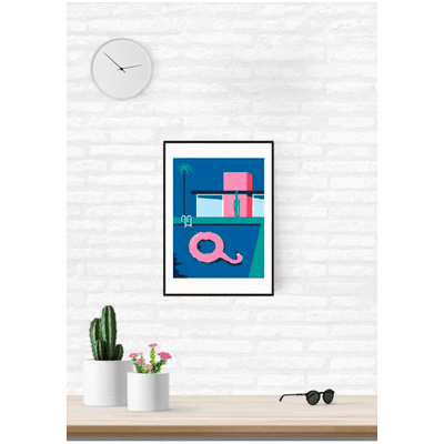 SERGEANTPAPER Affiche Flamingo hangover a3 Bleu, rose et vert