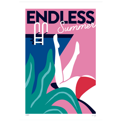 SERGEANTPAPER Affiche Endless summer Rose, vert et bleu