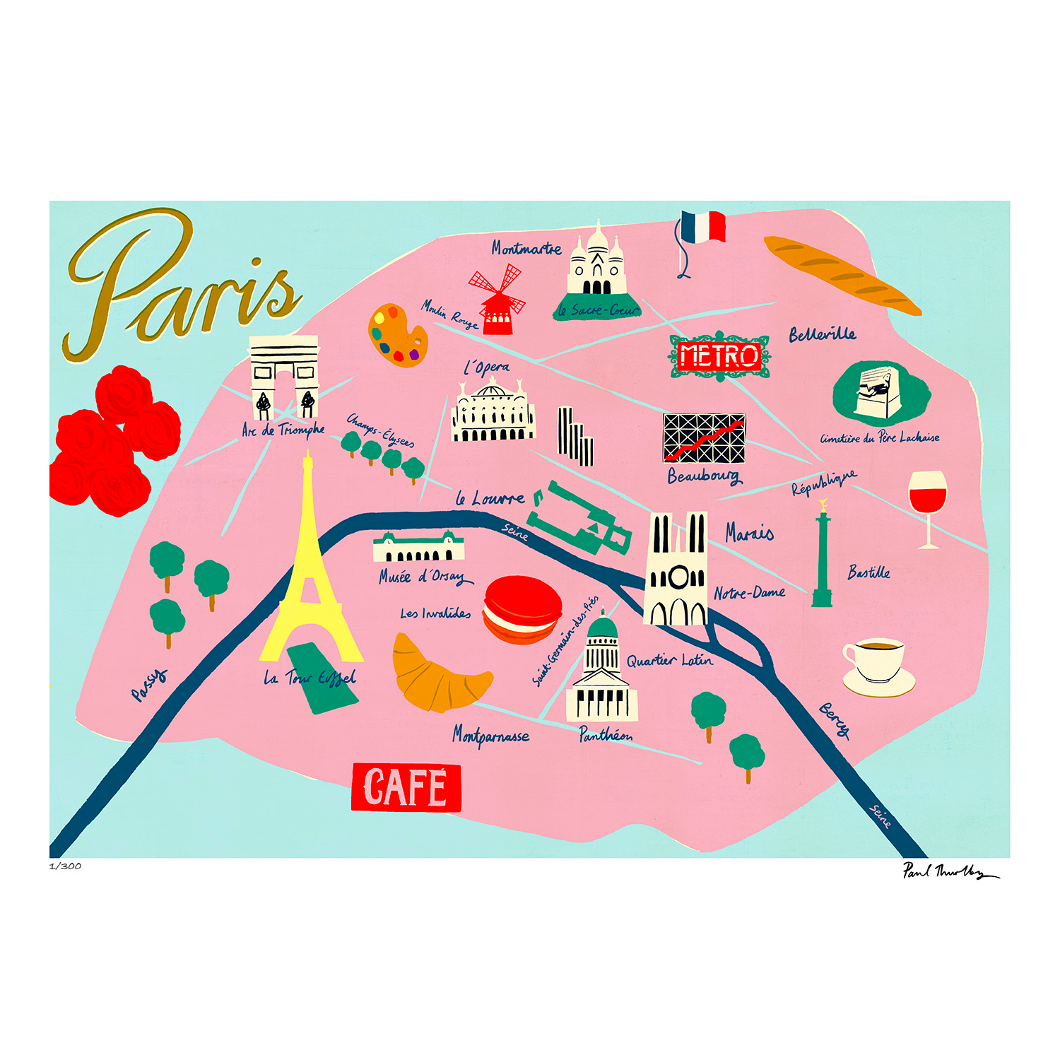 Sergeant Paper Affiche MAP DE PARIS 50 x 70 cm