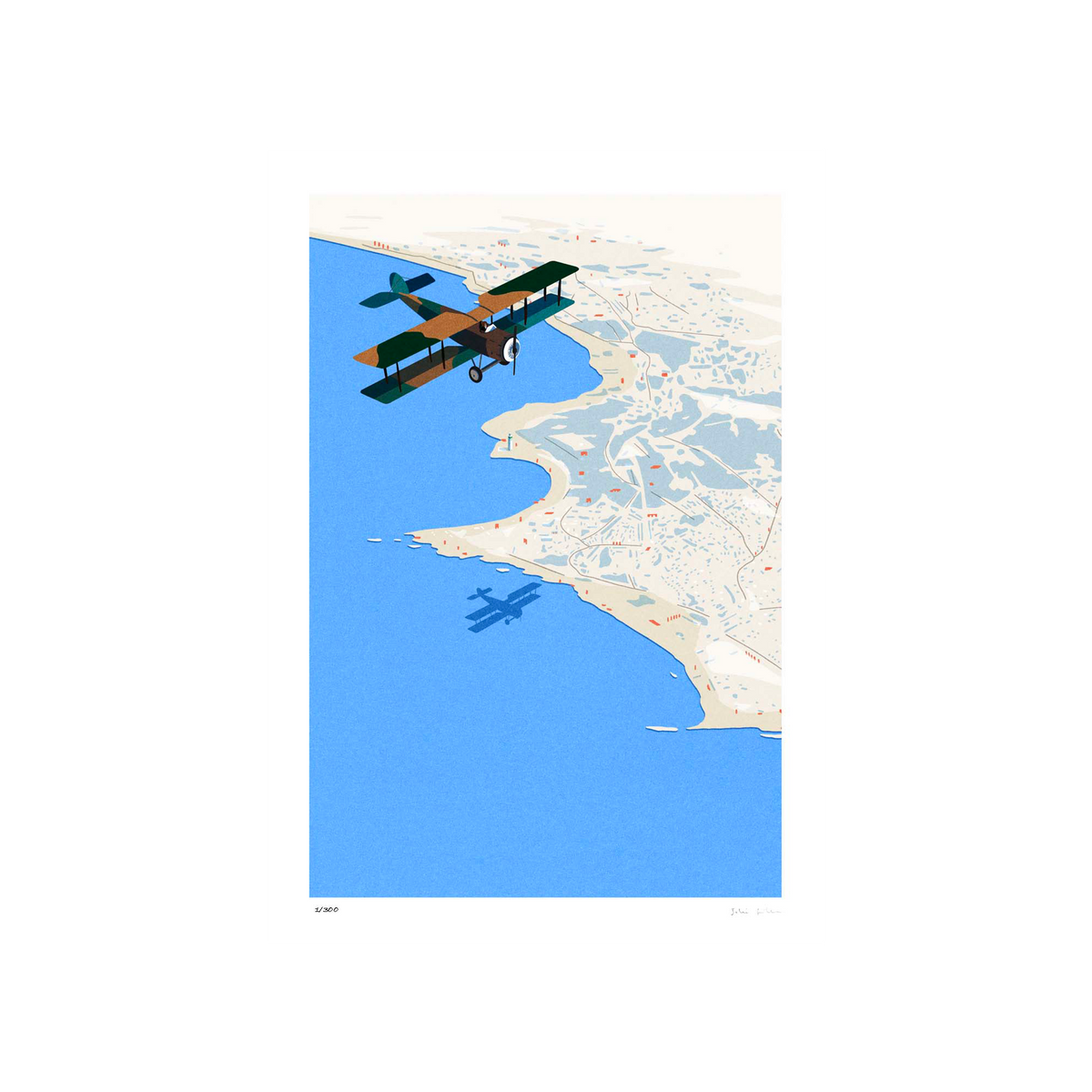 SERGEANTPAPER Affiche L'aeropostale, casablanca a3 Bleu et beige