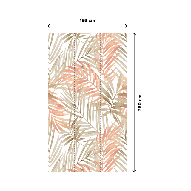 Papier peint panoramique L LUMIA 159 x 280 cm taupe et rose poudré