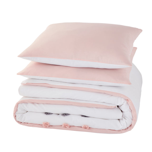 Parure de lit en toile de coton POUPIE blanc 240 x 220 cm