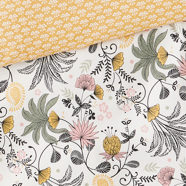 Parure de lit satin bio WAYAN coloris ocre 240 x 220 cm