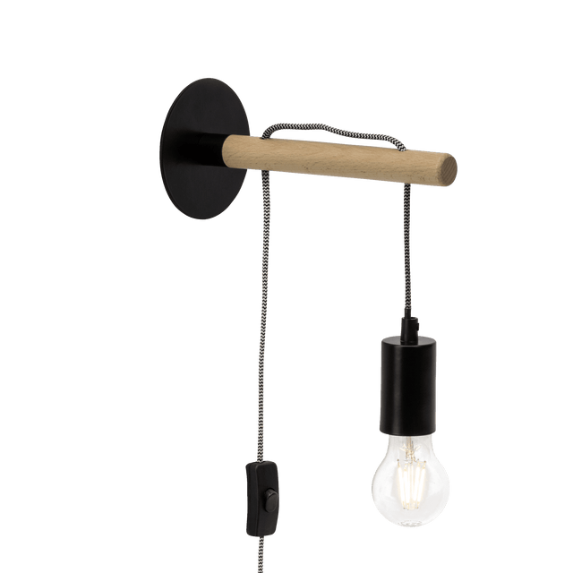 Applique JARBO coloris noir et bois 11 x 26 cm