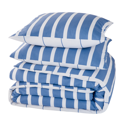 Parure de lit en toile de coton Stripes Bleu