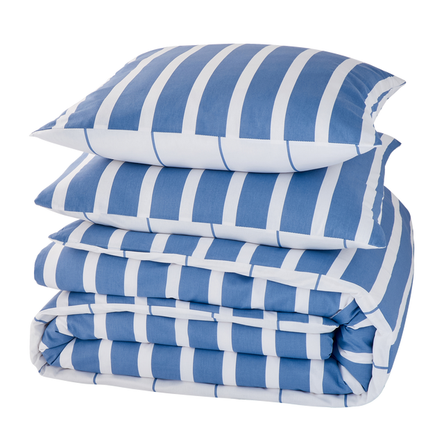 Parure de lit en toile de coton STRIPES bleu 260 x 240 cm
