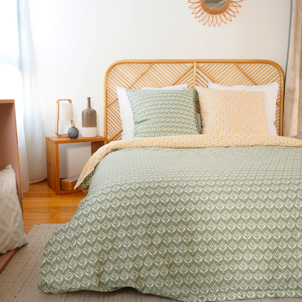 Parure de lit satin bio Orient Abricot/amande