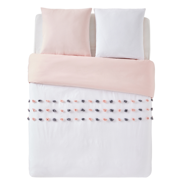 Parure de lit en toile de coton POUPIE blanc 260 x 240 cm