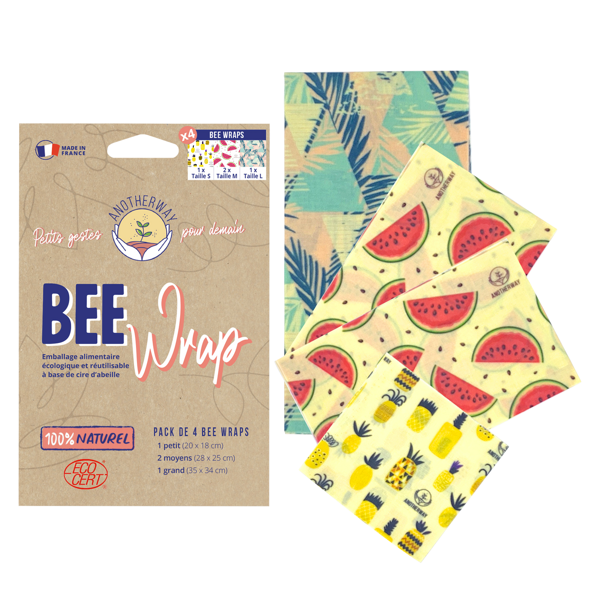 ANOTHERWAY Film alimentaire Bee wrap Multicolore