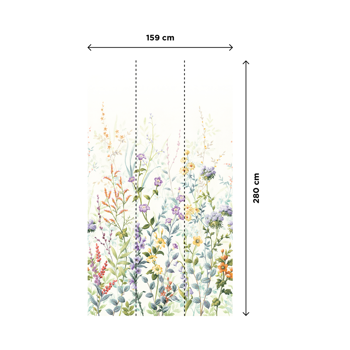 Papier peint panoramique L Jasmine Multicolore Satiné