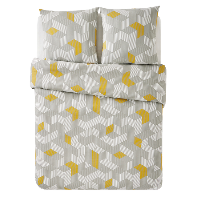 Parure de lit en toile de coton ALU BIG gris jaune 260 x 240 cm