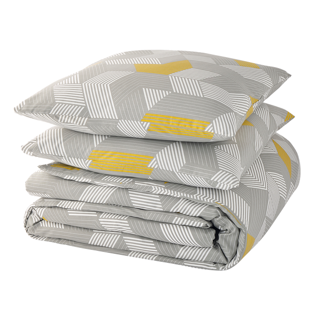Parure de lit en toile de coton ALU BIG gris jaune 260 x 240 cm