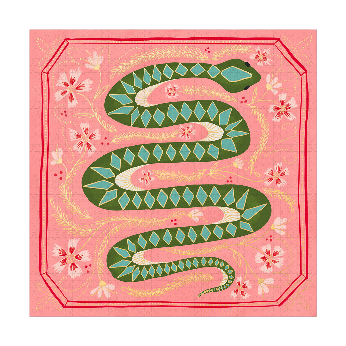 DESIGNWORKS INK Puzzle Serpent Vert