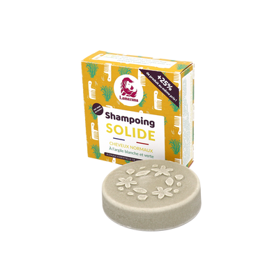 LAMAZUNA Shampoing solide Cheveux normaux à l'argile blanche et verte Jaune 70G