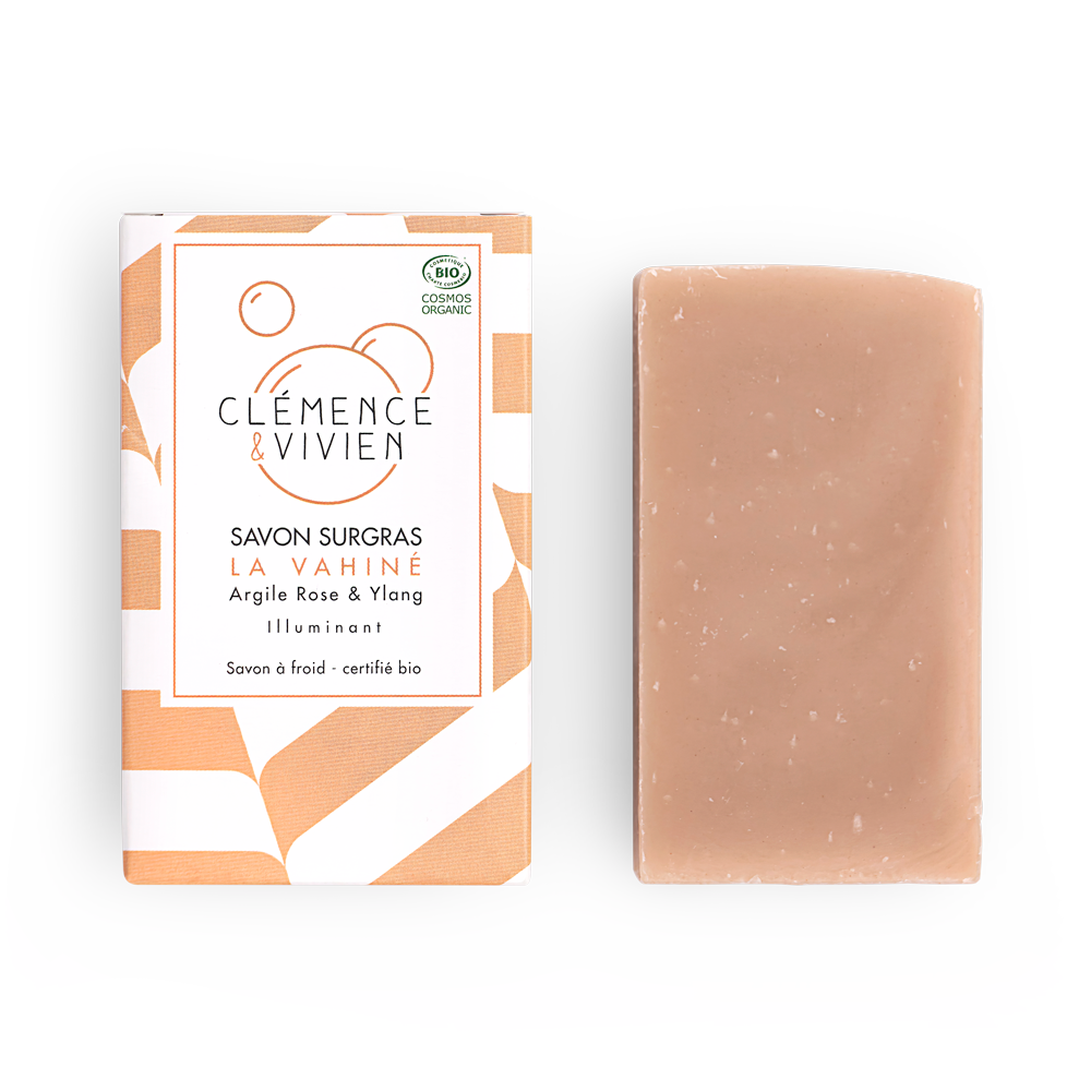 CLÉMENCE & VIVIEN Savon à froid La vahiné Argile rose et ylang 100G