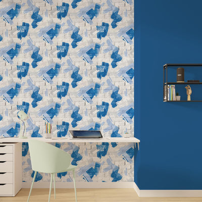 Papier peint intissé Lenox Bleu jean