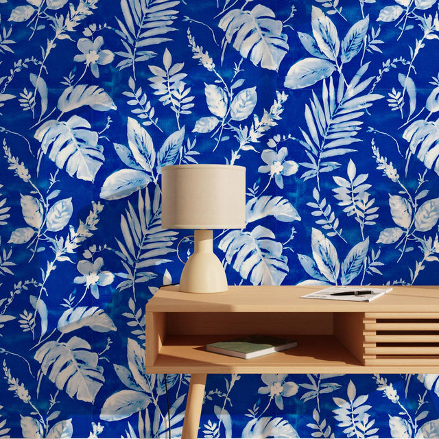 Papier peint intissé CARIENA coloris bleu outremer