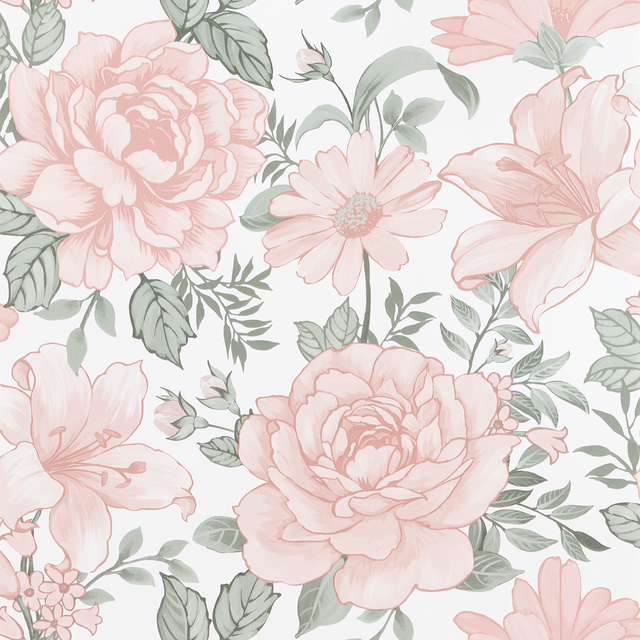 Papier peint intissé EDEN CAMELIA coloris rose poudré