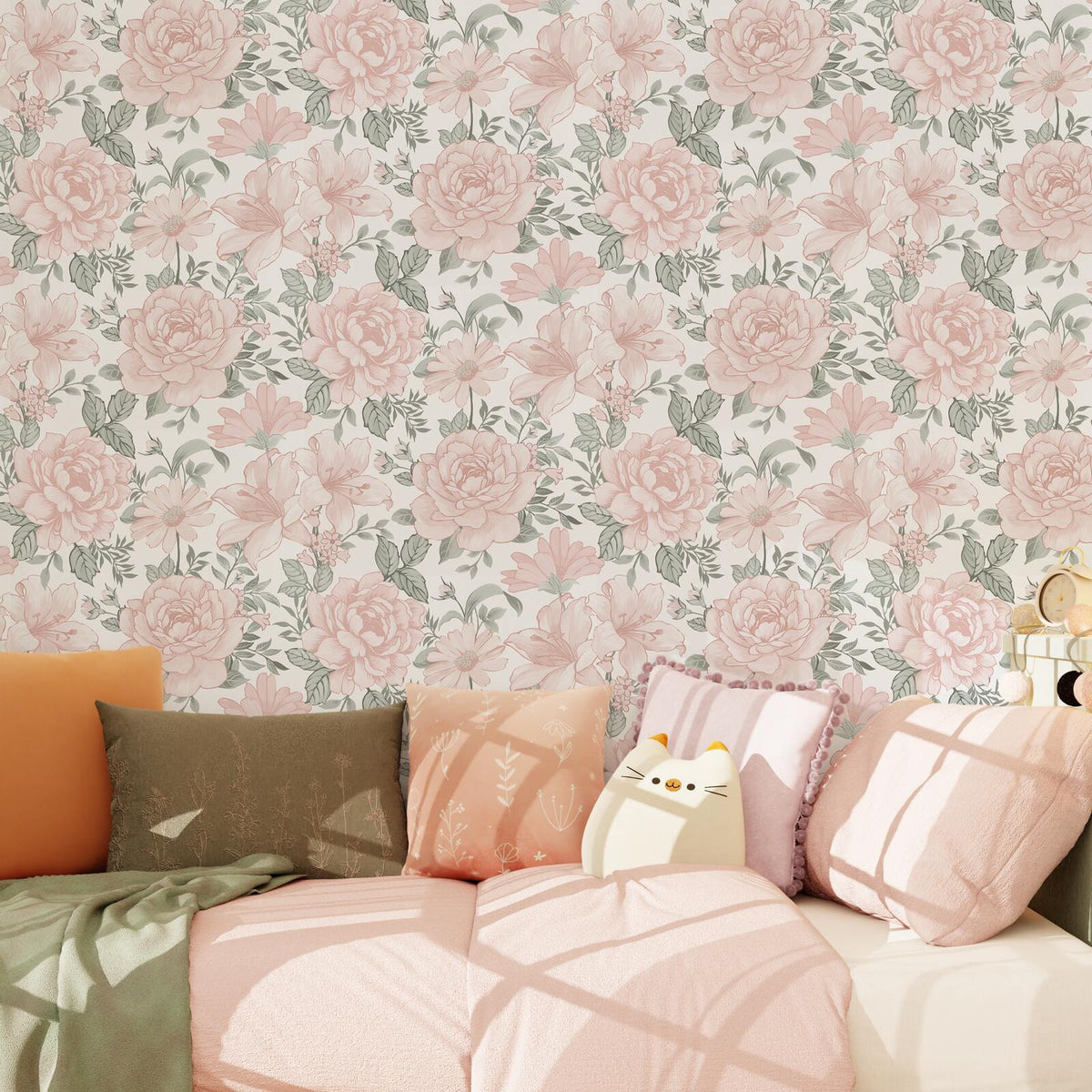 Papier peint intissé Eden camelia Rose poudré