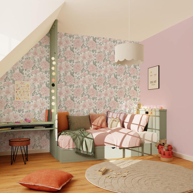 Papier peint intissé EDEN CAMELIA coloris rose poudré