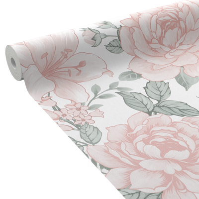 Papier peint intissé Eden camelia Rose poudré