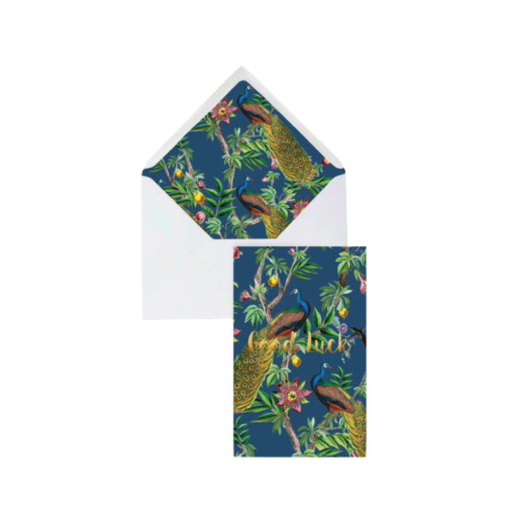 CREATIVE LAB AMSTERDAM Carte Good luck et enveloppe décorée Bleu