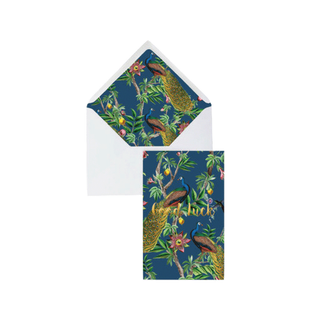 CREATIVE LAB AMSTERDAM Carte GOOD LUCK ET ENVELOPPE DÉCORÉE bleu