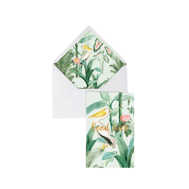 CREATIVE LAB AMSTERDAM Carte GOOD LUCK ET ENVELOPPE DÉCORÉE vert
