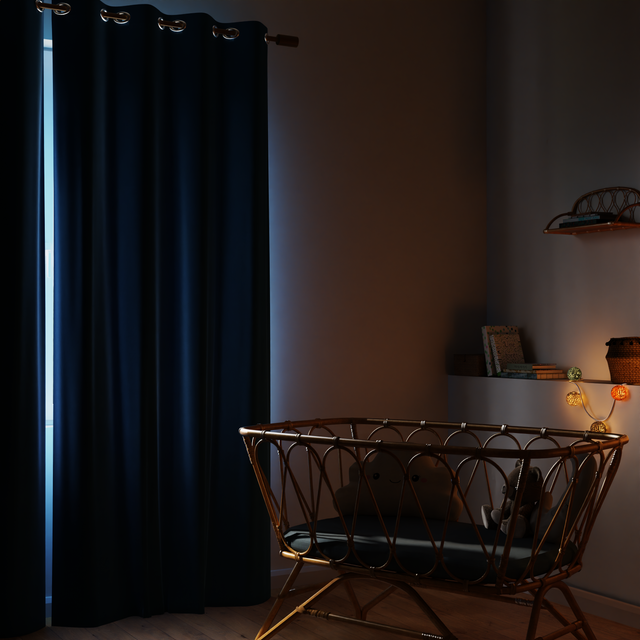 Rideau occultant GLOOM coloris bleu jean 140 x 240 cm