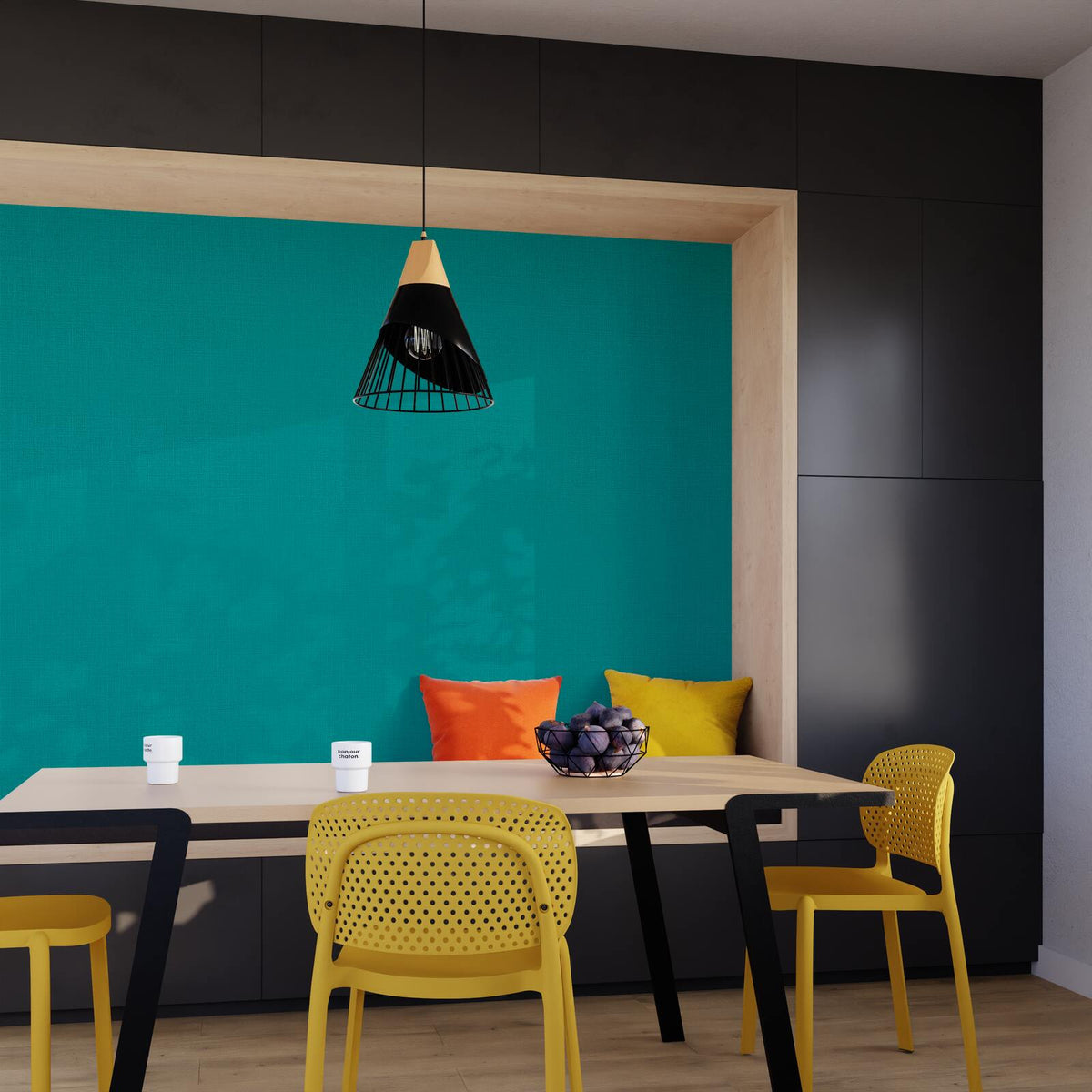 Papier peint intissé Malya Bleu canard