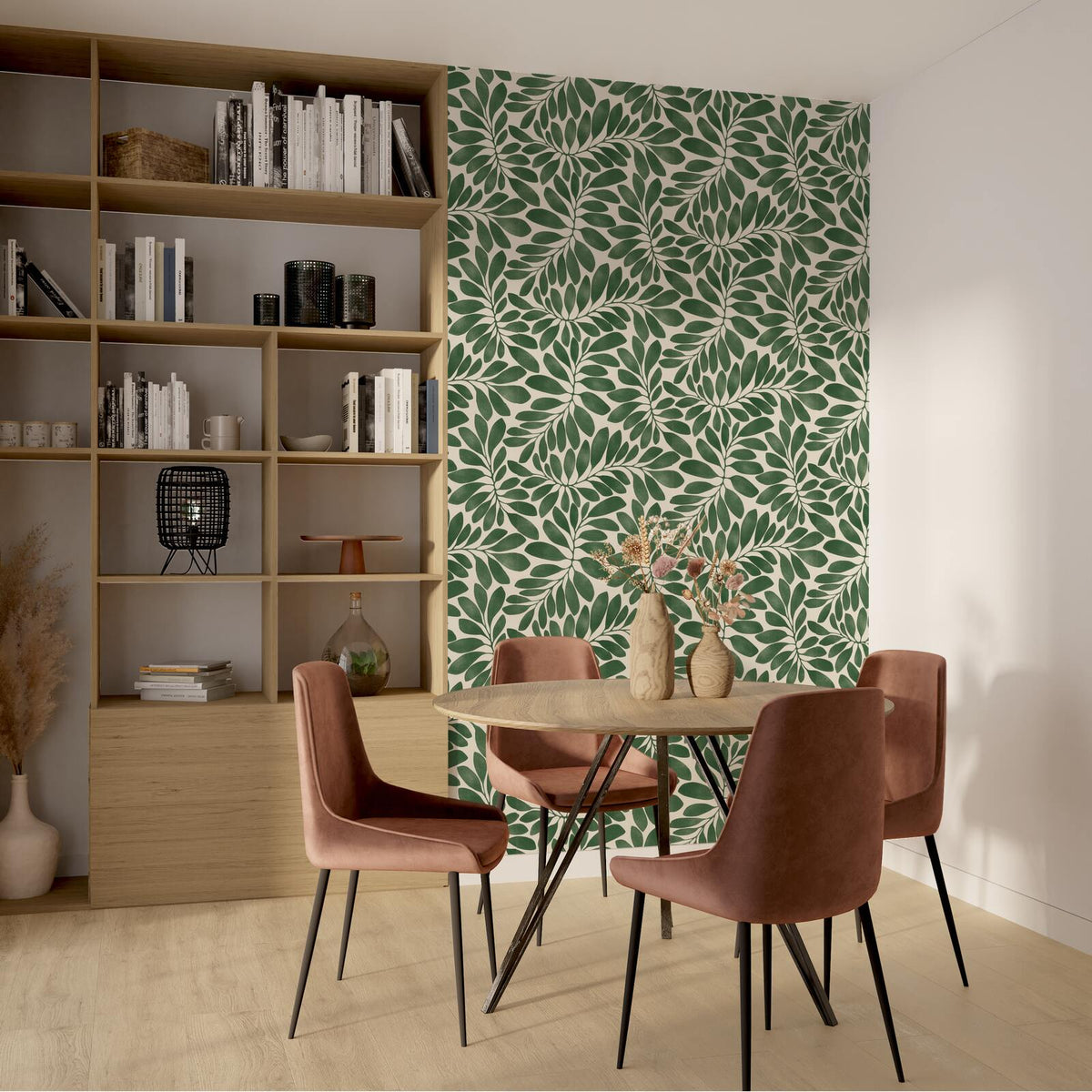 Papier peint intissé Eveleen Vert anglais